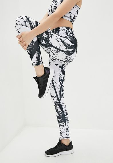 Спортивные леггинсы 4Profi с принтом "Тропик" белый с черным размер L дайвинг  15988