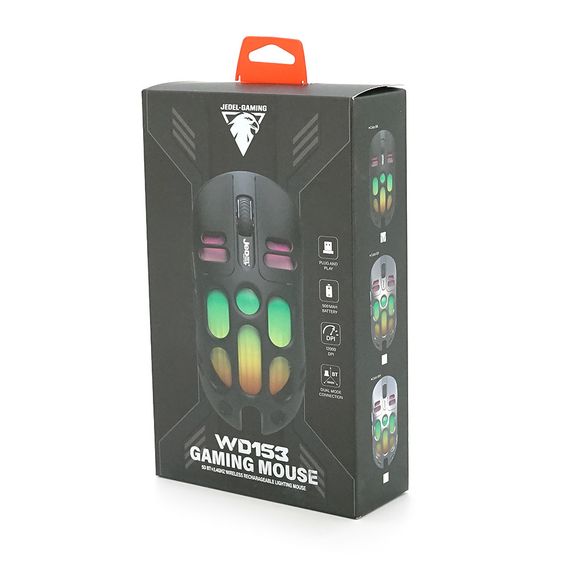 Миша бездротова JEDEL WD153, 800/1200/1600DPI, 2.4 GHz+Bluetooth 5.0, 3.7V 500mAh, Type-C заряджання, LED-підсвічування. 110x55x35 | Зображення 1