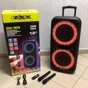 Автономная колонка с двумя микрофонами ZXX-7575, Колонка музыкальная с подсветкой bluetooth VD-22