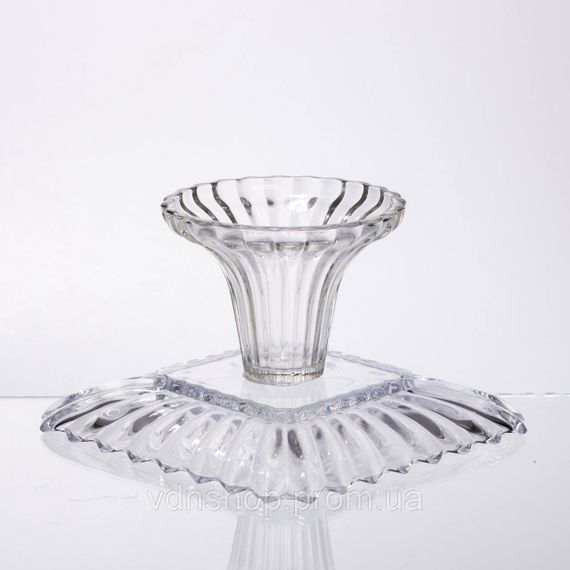 Тортівниця скляна квадратна на ніжці, прозора підставка для торта, десертів, сервірування столу 16×16 см 64486-16 | Зображення 1