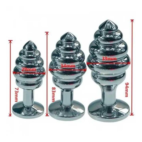 Сталева анальна пробка "Спіраль" - 3,9*9,4 см - Анальні іграшки