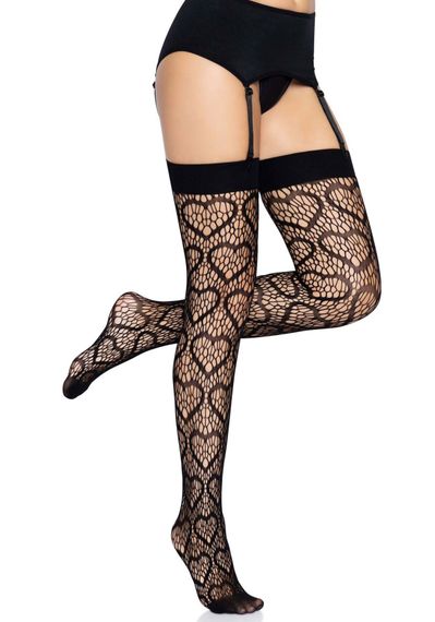 Ажурные чулки с сердечками Leg Avenue Heart Black, one size | Зображення 2