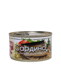 Сардина натуральная с добавлением масла Рыбацкая Артель 230 г