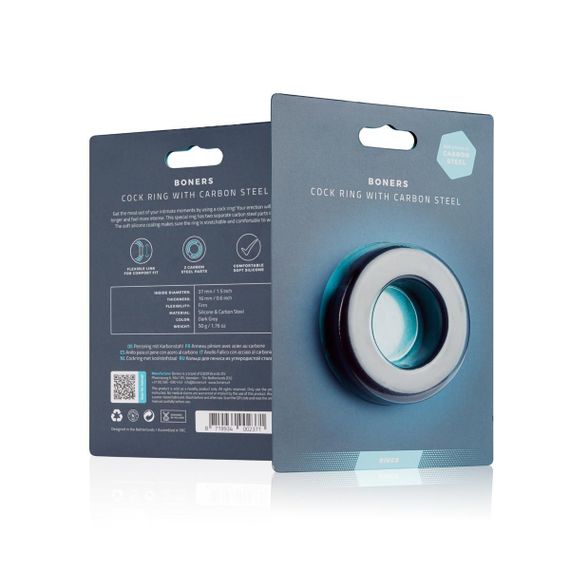 Эрекционное кольцо с металлической сердцевиной Boners серое sexstyle | Зображення 2