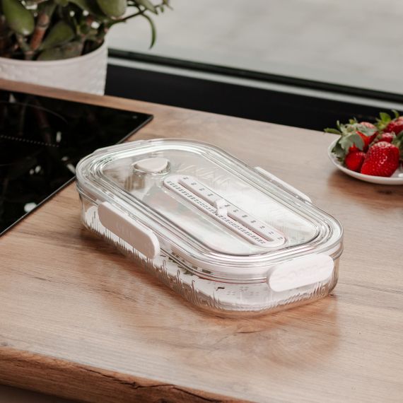 Контейнер для їжі пластиковий 32.5х17.5х6 см харчовий контейнер з індикатором дати 1 л Білий HP-27-7 | Зображення 1
