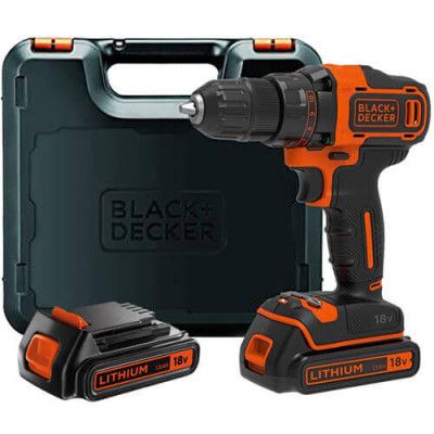 Шуруповерт Black&amp;Decker 18 В, 1.5Ah, 40 Нм, 360-1400 об/мин, кейс (BDCDD186KB)