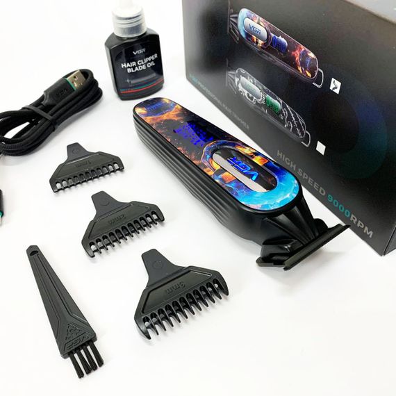 Тример акумуляторний для стрижки VGR V-260 RED, 3 насадки, LED дисплей | Зображення 2