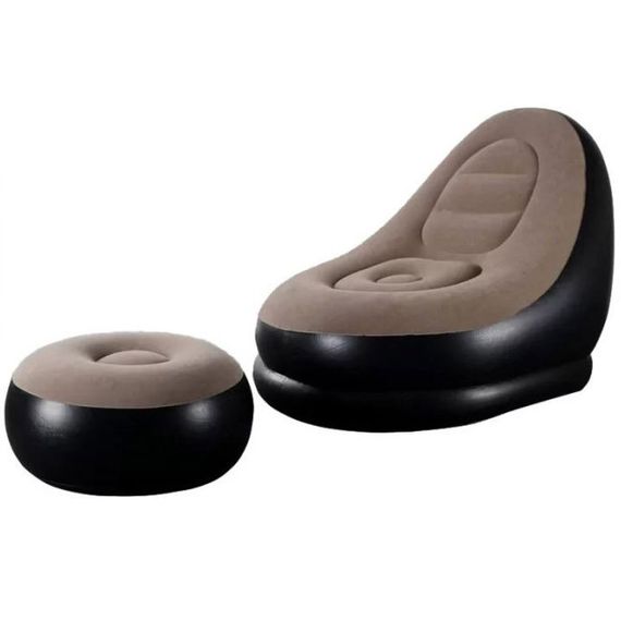 Надувное кресло с пуфом для отдыха AIR SOFA велюровое IH-50 | Зображення 4