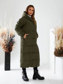 Подовжена зимова куртка-пуховик арт.А-520, хакі