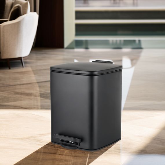 Відро для сміття з плавним закриттям квадратне ZERIX KUBIX-TC0106 BLACK 6 л (колір чорний) (ZX5890) | Зображення 5
