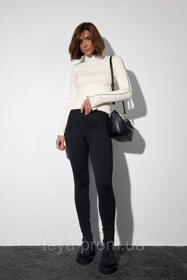 Жіночі лосини зі швами спереду колір чорний розмір M FL_001008 | Зображення 2