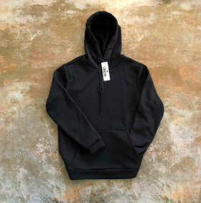 Мужской теплый худи-толстовка на флисе, BD0001 цвет черный, размер M