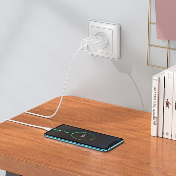 СЗУ Borofone BA65A Single port PD20W + Type-C + Type-C Белый | Зображення 1