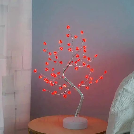 Нічник дерево-бонсай з серцями 50см, USB, Теплий білий, XPRO (234574680_407) | Зображення 7
