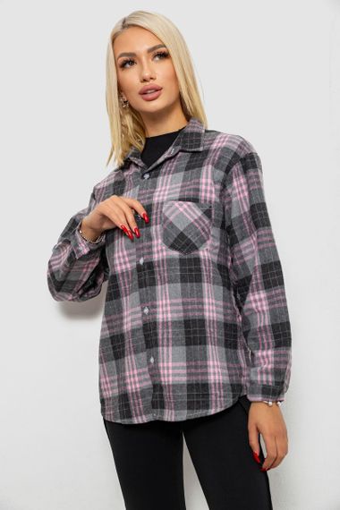 Рубашка женская в клетку, цвет серый, 244R1070-2 | Зображення 3