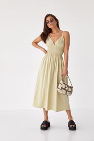 Однотонный сарафан с резинкой на талии Foli women - горчичный цвет, L (есть размеры)