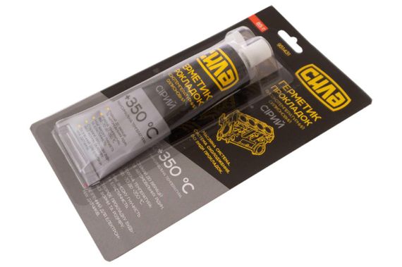 Герметик прокладок высокотемпературный +350°С, 100% силиконовый, серый 85г СИЛА | Зображення 1