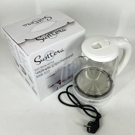 Електрочайник Suntera EKB-322W, чайники з підсвічуванням, гарний електричний чайник. Колір: білий | Зображення 2
