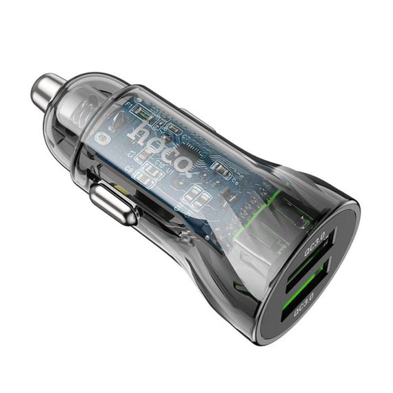 Автомобільний зарядний пристрій Hoco Z47 Transparent Discovery Edition 18W Black with AM/MicroB (6931474782236) | Зображення 3