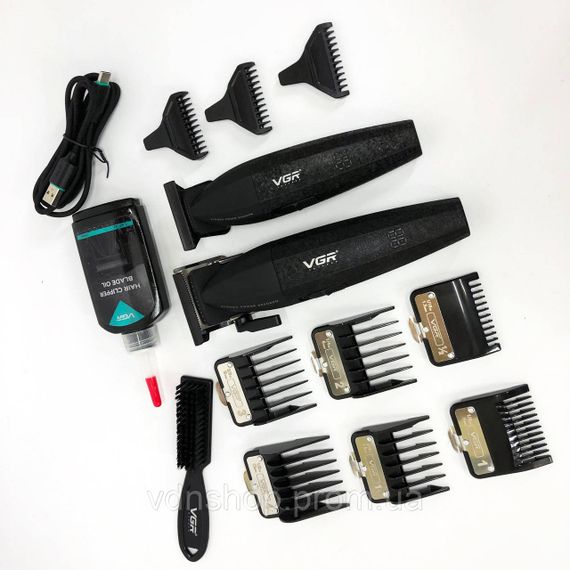 Машинка для стрижки волос без шума VGR V-640, Профессиональный триммер с набором насадок BG-67 | Зображення 2