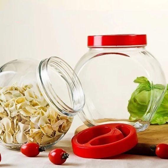 Стеклянная емкость для хранения сыпучих продуктов с крышкой Pasabahce Bella 1,5 л, банка для круп 80000 | Зображення 2