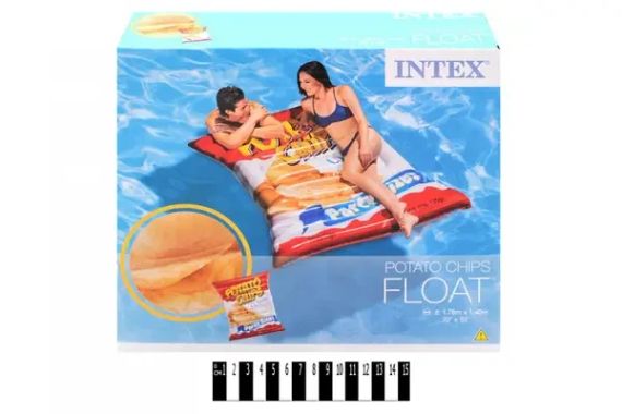Пляжный надувной матрас - плот Intex 58776 «Чипсы», интекс 178 х 140 см | Зображення 1