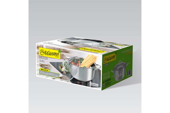 Кастрюля нержавеющая Maestro - 240 мм x 5,8 л (MR-3519-24)