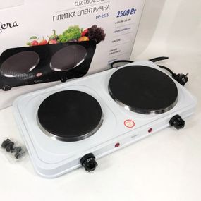 Плитка настільна електрична Suntera DP-1935B, 2500 W, 2 конфорки різного діаметру. Колір: чорний