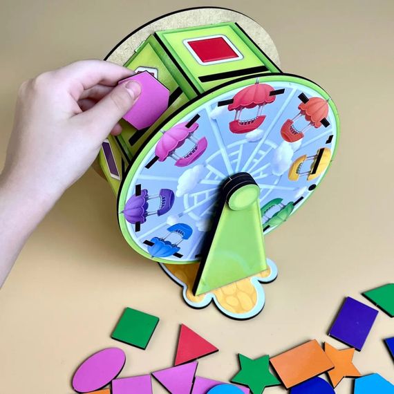 Деревянный сортер "Барабан" Ubumblebees (ПСФ135) PSF135 геометрические фигуры | Зображення 9