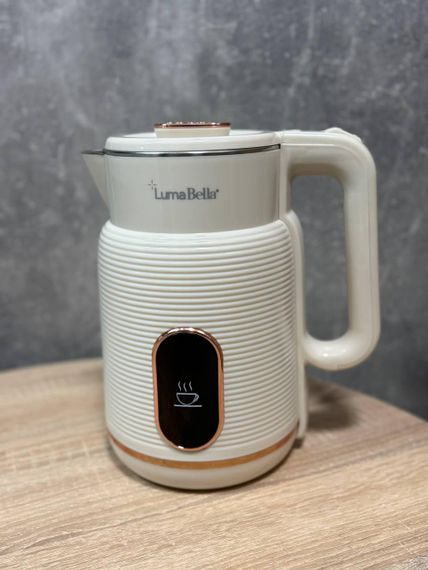 Электрочайник Luma Bella LB-59043 2 л с двойными стенками стальная колба термос-эффект защита от перегрева 1500 Вт Бежевый | Зображення 2