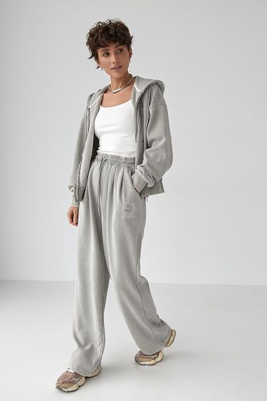 Теплий спортивний костюм у техніці тай-дай - світло-сірий цвет, ONE SIZE (є розміри) | Зображення 4