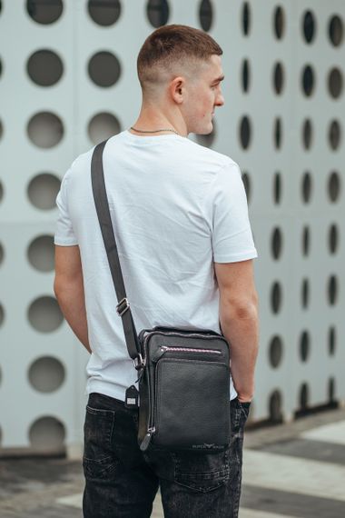 Чоловіча шкіряна сумка Tiding Bag DL9226-4 чорна | Зображення 3