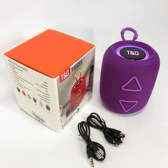 Портативна колонка TG655 5W з RGB підсвічуванням та ремінцем, Акумуляторна для музики. Колір: фіолетовий | Зображення 4