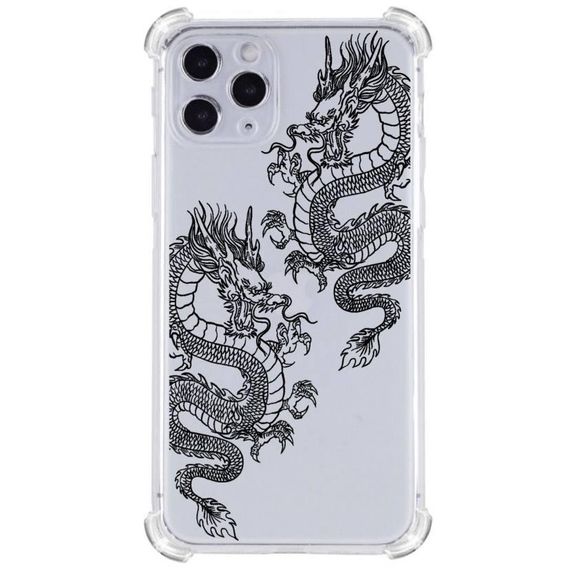 Прозорий протиударний чохол для iPhone 11 pro З принтом: Дракошки