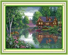 Набор для вышивания по нанесённой на канву схеме "Leisure hut". AIDA 14CT printed 61*48 см