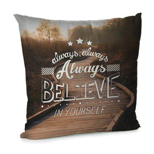 Подушка диванная с бархата Always believe in yourself 45x45 см (45BP_ORG009)
