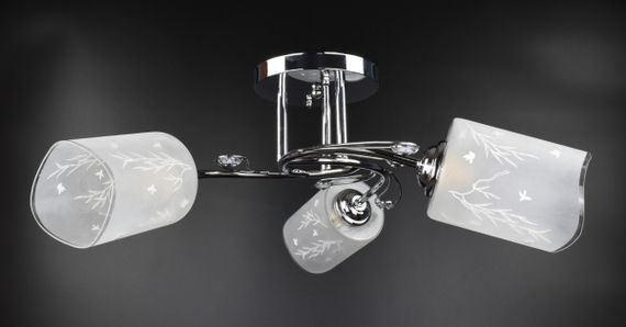 Люстра стельова на 3 лампочки 25566 Хром 23х54х54 см.