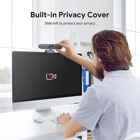 Веб-камера DEPSTECH DW50 Pro 4K Ultra HD с микрофоном и автофокусом для ПК и ноутбуков серого цвета | Зображення 2