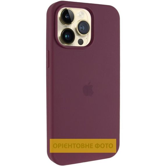 Чохол Silicone Case (AA) Logo with MagSafe для Apple iPhone 16 (6.1") Бежевий / Desert Gold Бордовий / Plum