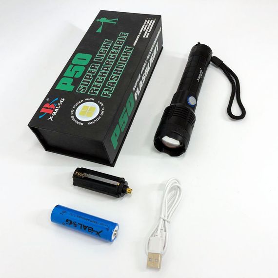 Ліхтарик на USB зарядкою для дому, Оригінальний кишеньковий ліхтарик Яскравий тактичний GE-60 | Зображення 6