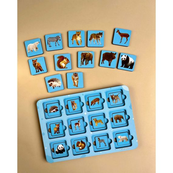 Дерев'яний пазл-сортер "Мама та малюк" Ubumblebees (ПСФ087) PSF087 дикі тварини | Зображення 1