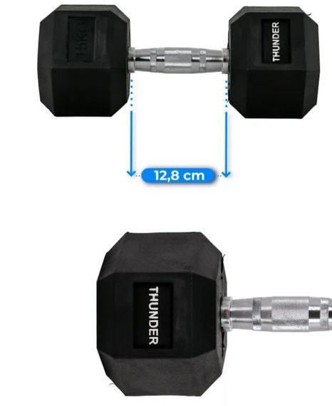 Гантель шестигранна Thunder 15 кг (HEXAGONAL-DUMBBELLS-15KG) | Зображення 1