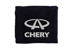 Полотенце с вышивкой махровое для лица 50*90 черный автомобилисту Чери Chery 00451