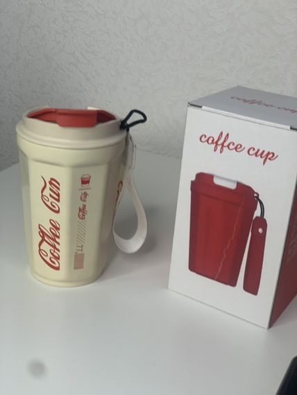 Teрмочашка 390 мл coca-cola coffee біла термочашка термокружка | Зображення 1