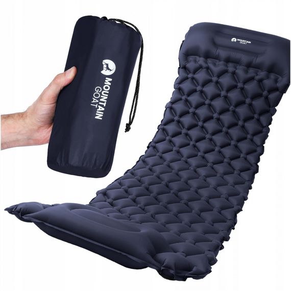 Надувний килимок (каремат) Mountain Goat 190 x 58 x 5 см з вбудованим насосом MG0009 Navy Blue (P-5905973400916)