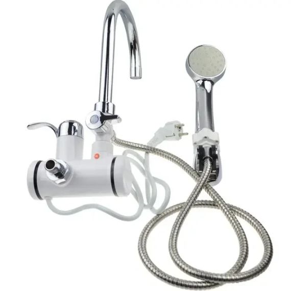 Міні бойлер + душ Water Heater MP 5208, проточний електричний водонагрівач 3000 Вт з LCD-дисплеєм, бічне під'єднання, шланг | Зображення 1