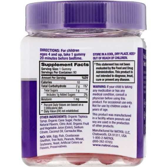 Мелатонін для сну Natrol Kids, Melatonin, Ages 4 And Up 90 Chewable Tabs Berry NTL-07530 | Зображення 1