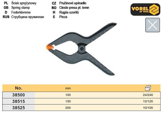 Струбцина прищіпка l=100 мм VOREL-38500