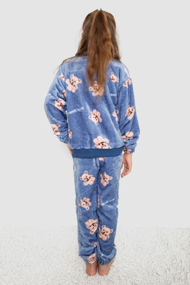 Пижама детская плюшевая унисекс, цвет джинс, 102R1538 | Зображення 3