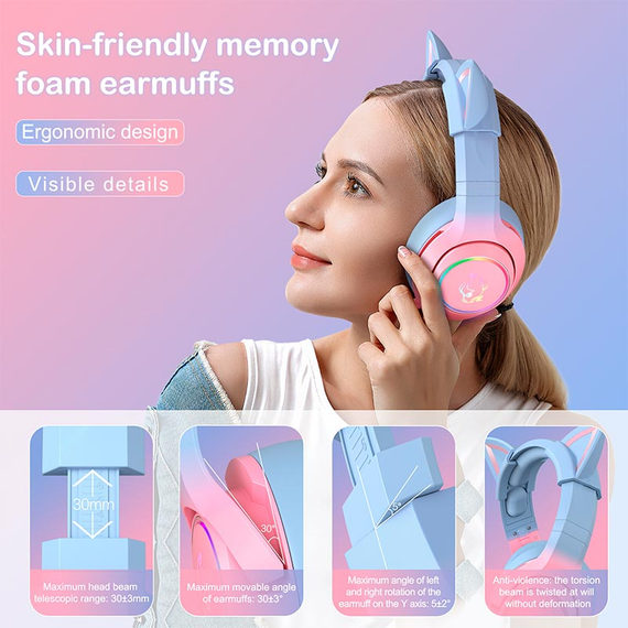 Игровые наушники ONIKUMA Gaming CAT Gradient with RGB K9 |3.5 mm| наушники с ушками | Зображення 2